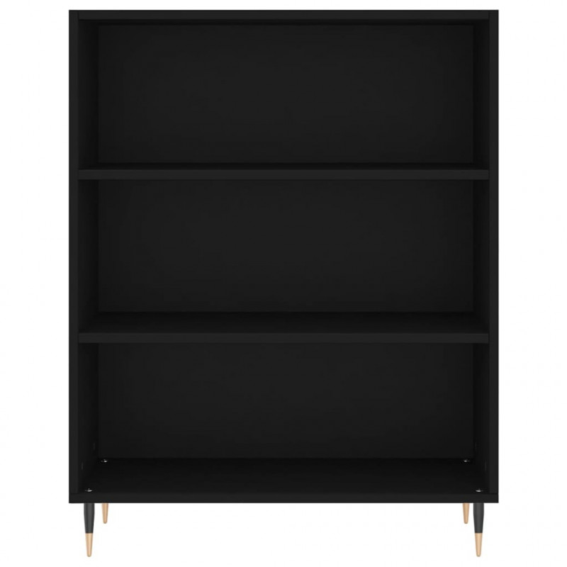 Regał, czarny, 69,5x32,5x180 cm, materiał drewnopochodny