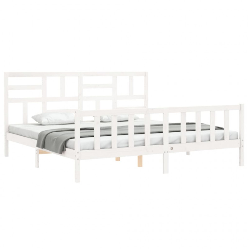 Łóżko bez materaca, białe, 200x200 cm, lite drewno sosnowe