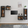Szafki pod TV, 4 szt., szare, lite drewno sosnowe