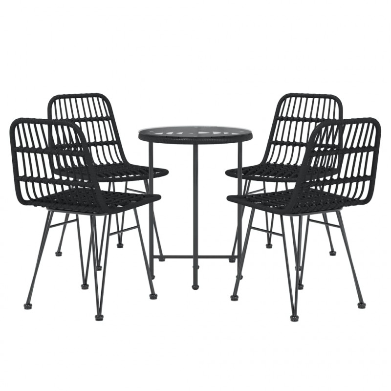 5-częściowy zestaw mebli ogrodowych, czarny, polirattan