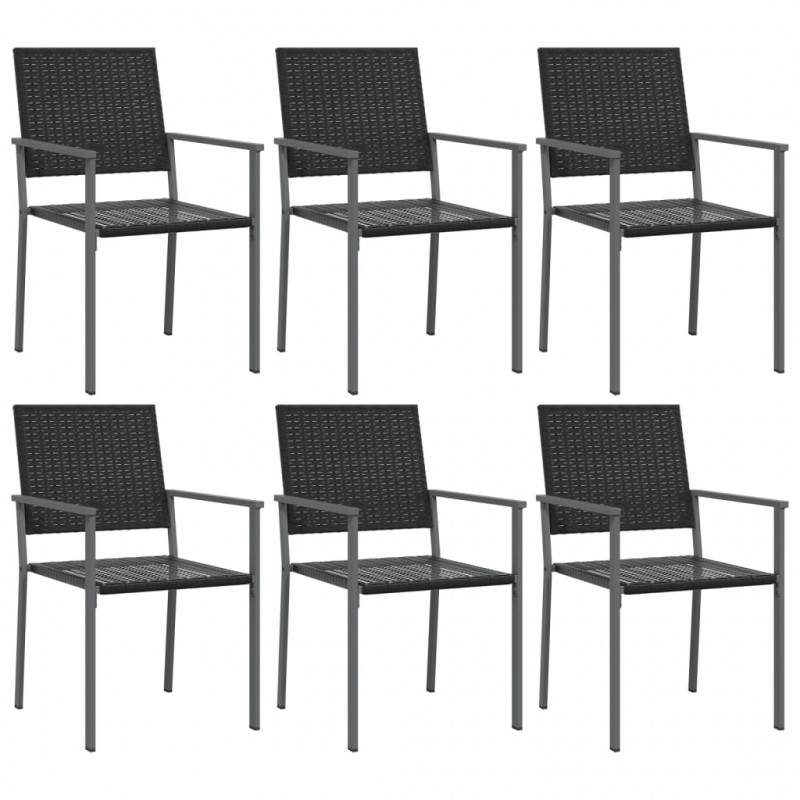 Krzesła ogrodowe, 6 szt., czarne, 54x62,5x89 cm, polirattan