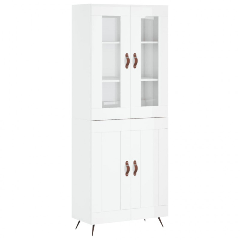 Witrynka biała połysk 69,5x34x180 cm materiał drewnopochodny