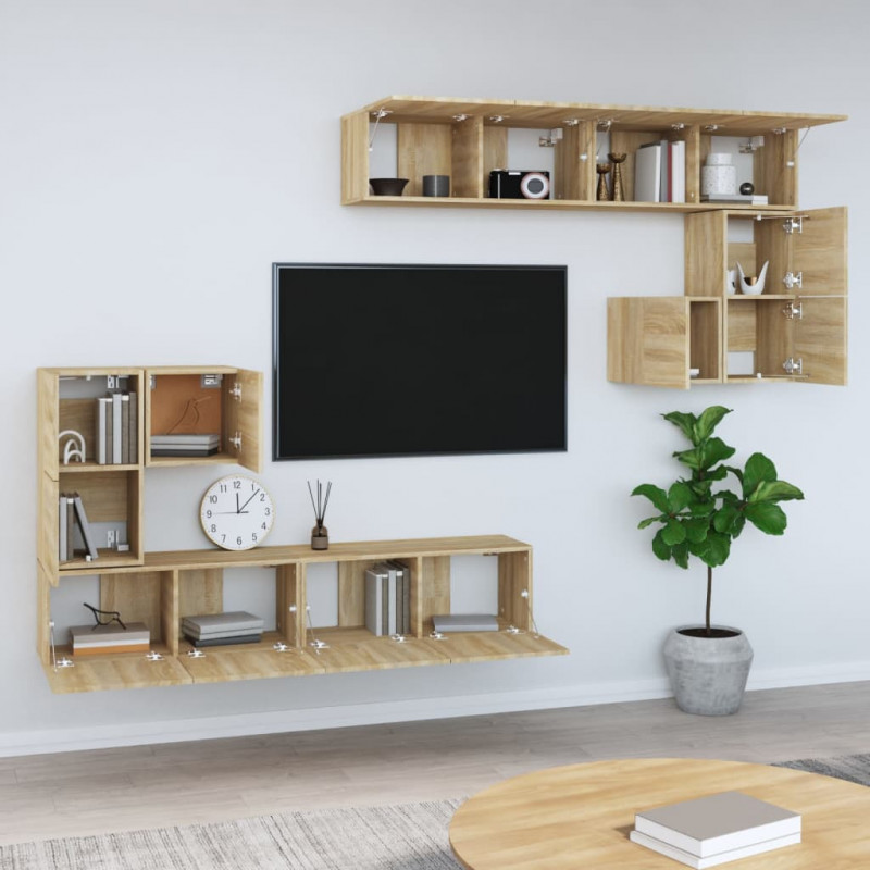 Wisząca szafka telewizyjna, dąb sonoma, materiał drewnopochodny
