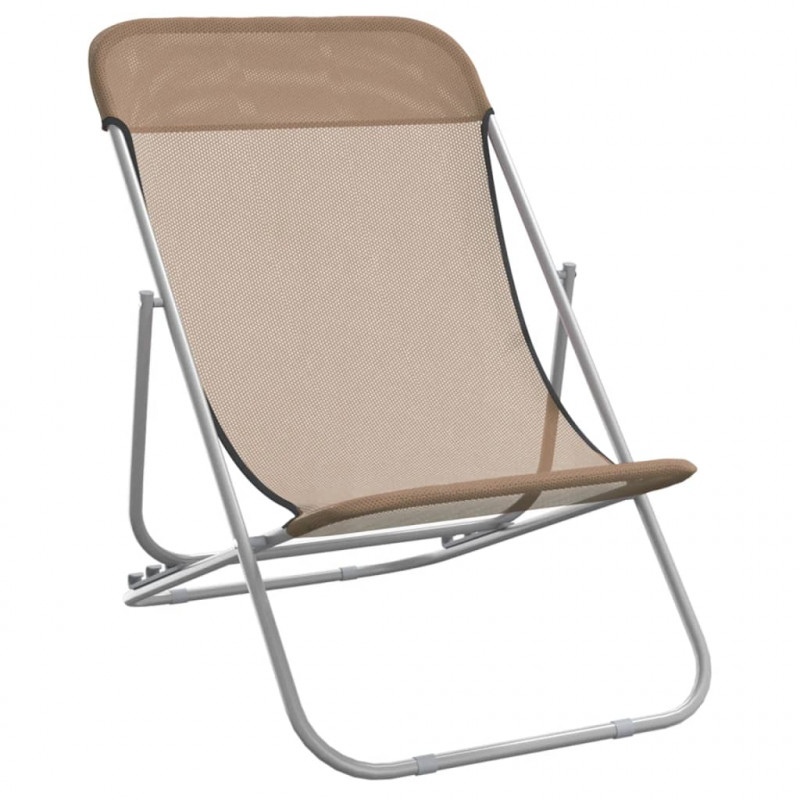 Składane krzesła plażowe, 2 szt., taupe, Textilene i stal