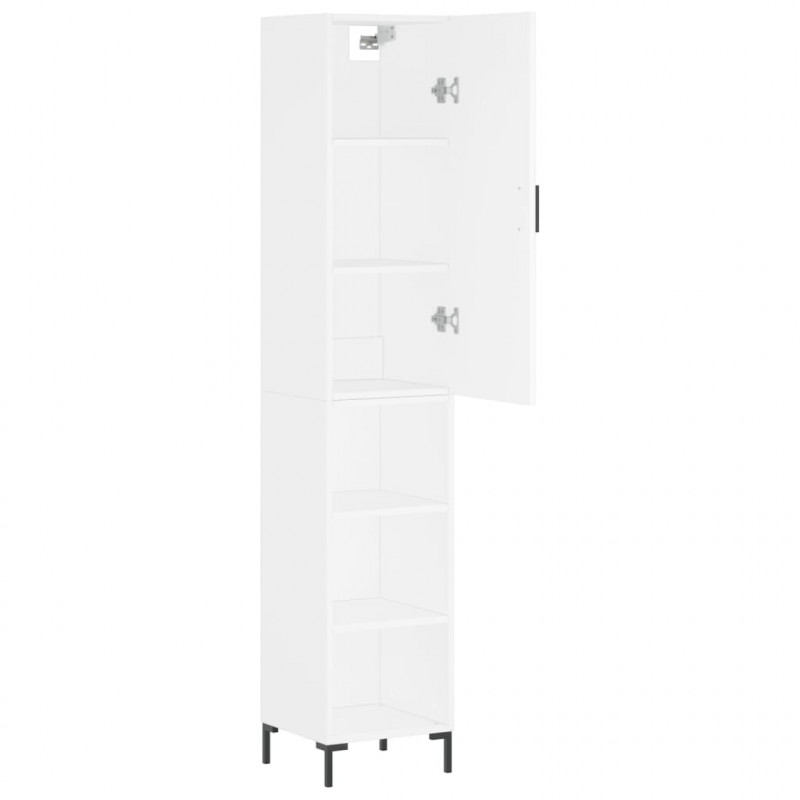 Wysoka szafka, biała, 34,5x34x180 cm, materiał drewnopochodny