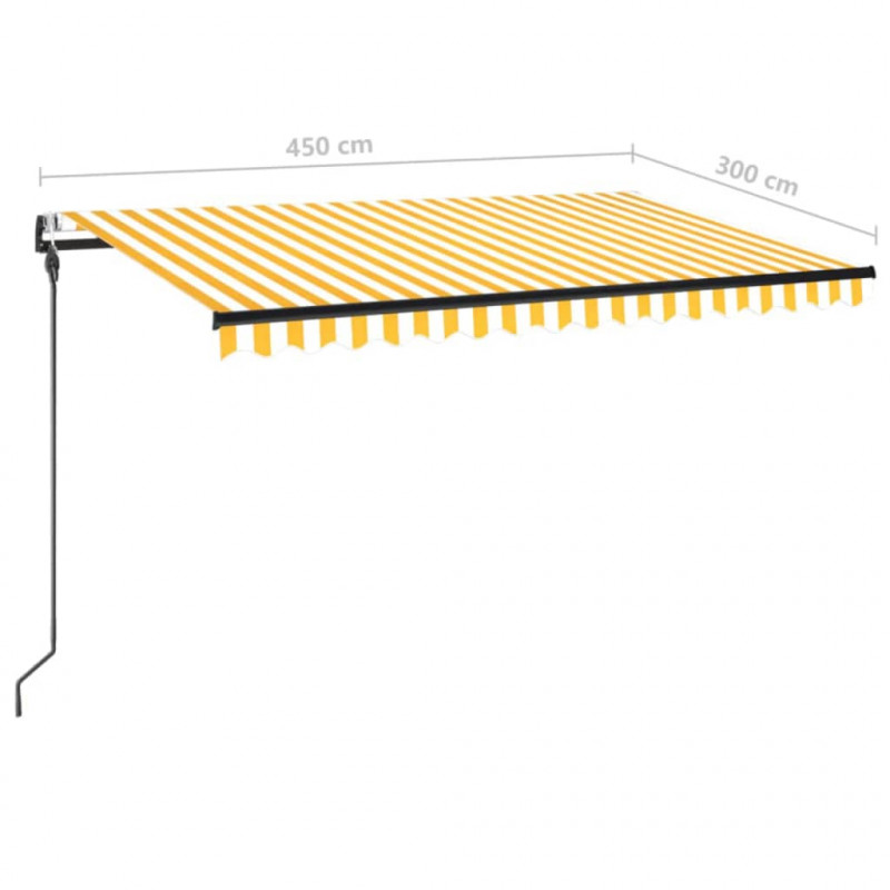 Automatycznie zwijana markiza, LED i czujnik wiatru, 450x300 cm