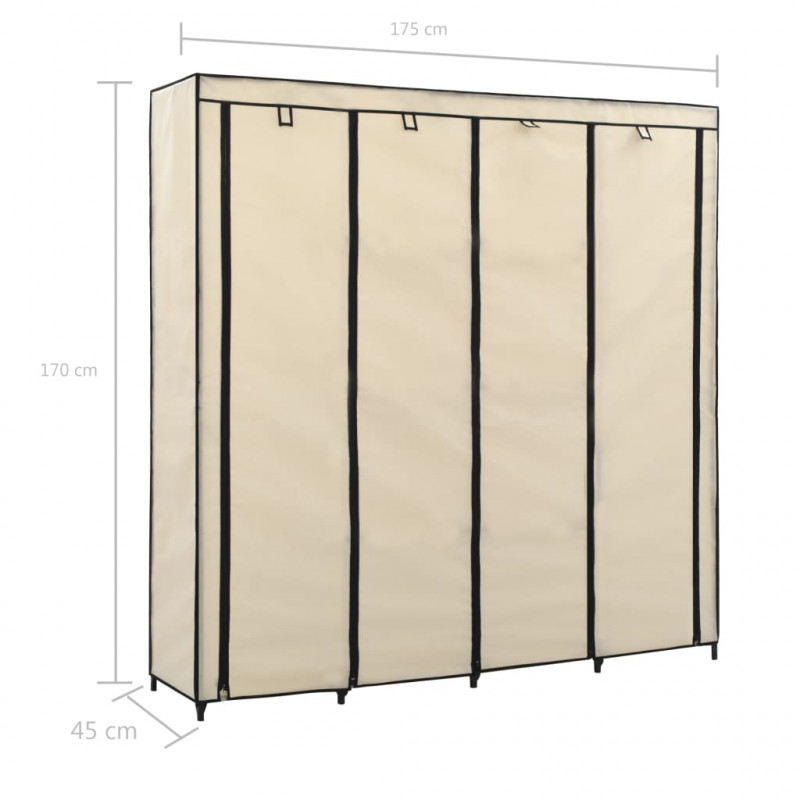 Szafa z 4 przegrodami, kremowa, 175 x 45 x 170 cm
