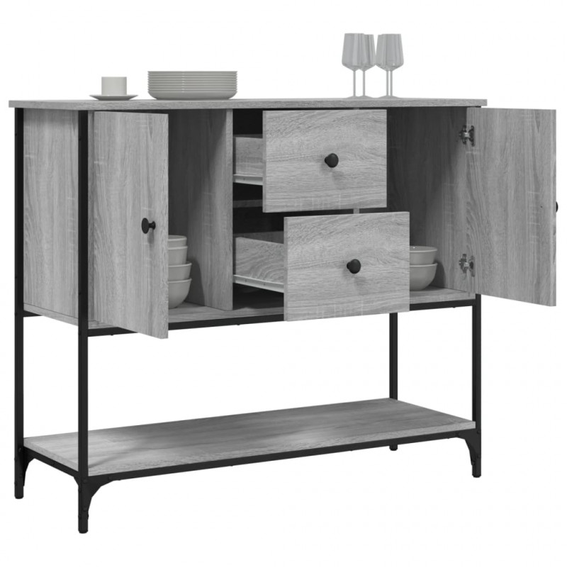 Komoda, szary dąb sonoma, 100x36x85 cm, materiał drewnopochodny