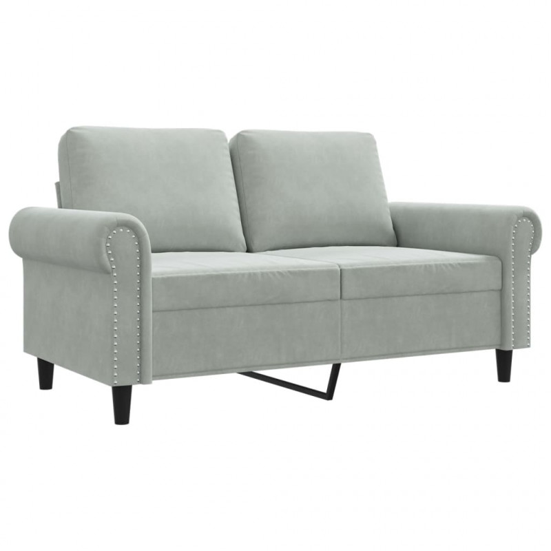 Sofa 2-osobowa, jasnoszara, 120 cm, tapicerowana aksamitem