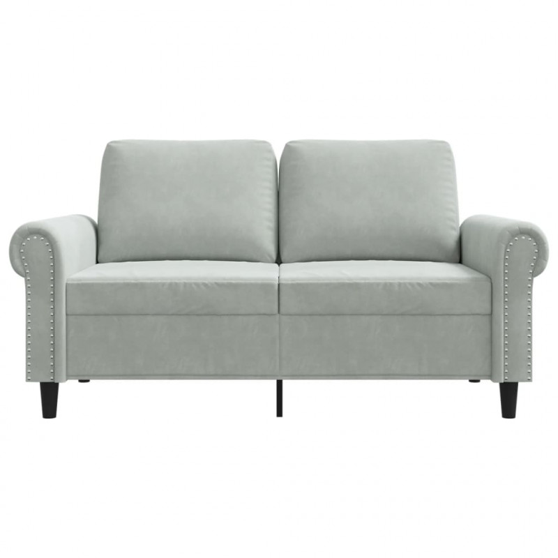 Sofa 2-osobowa, jasnoszara, 120 cm, tapicerowana aksamitem
