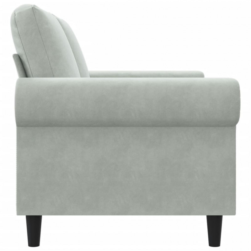 Sofa 2-osobowa, jasnoszara, 120 cm, tapicerowana aksamitem