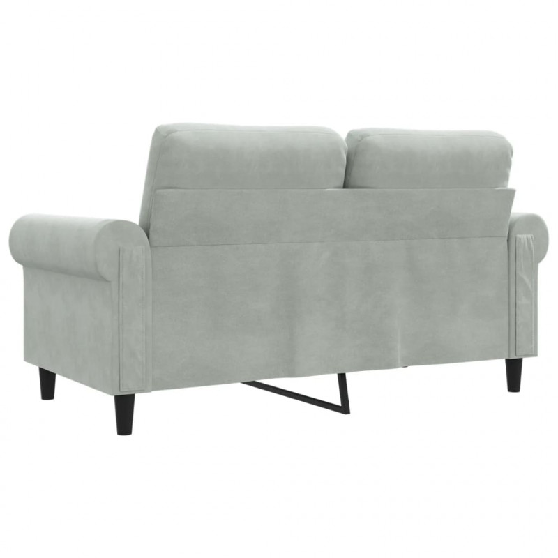 Sofa 2-osobowa, jasnoszara, 120 cm, tapicerowana aksamitem