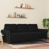 Sofa 3-osobowa, czarny, 180 cm, tapicerowana aksamitem