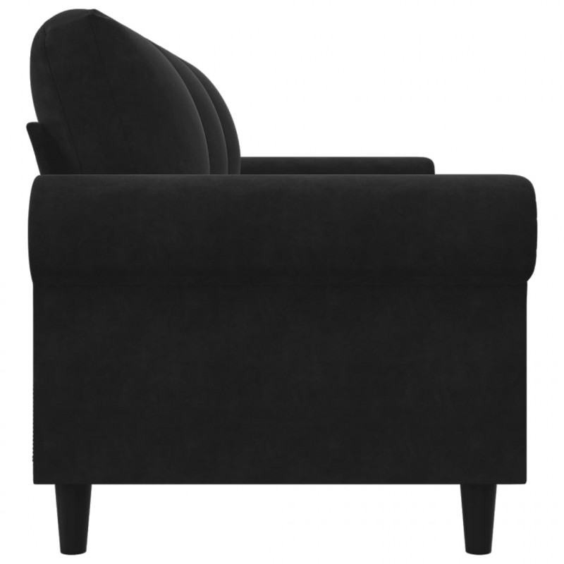 Sofa 3-osobowa, czarny, 180 cm, tapicerowana aksamitem