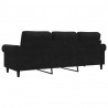 Sofa 3-osobowa, czarny, 180 cm, tapicerowana aksamitem
