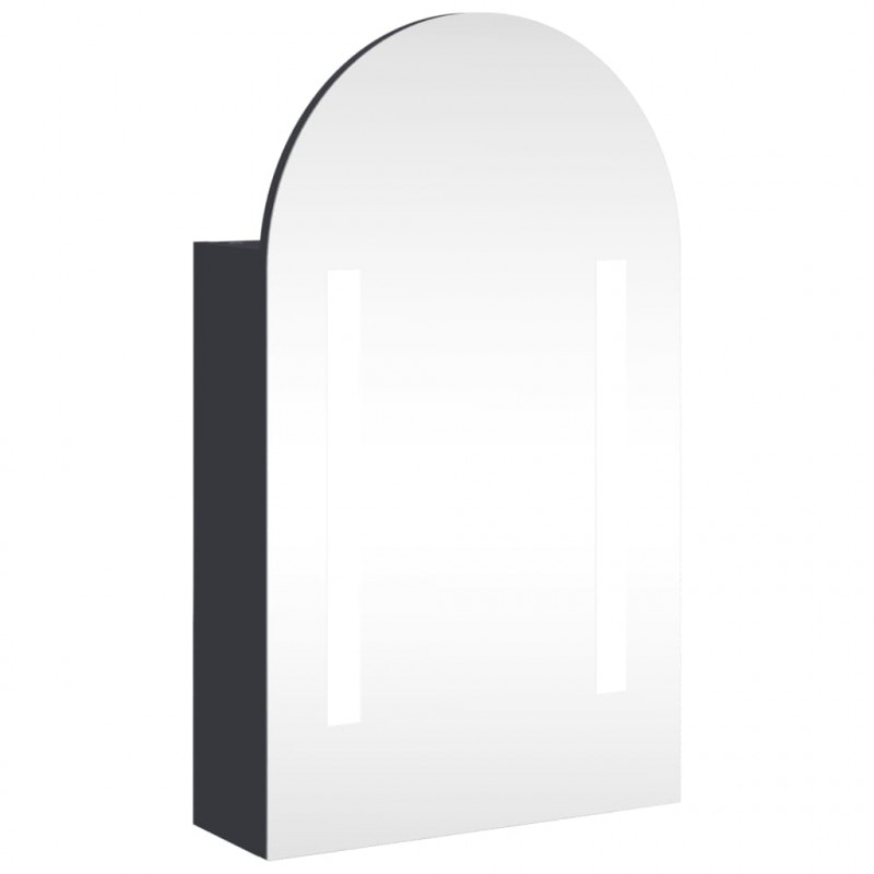Szafka łazienkowa z lustrem i LED, łukowa, szara, 42x13x70 cm
