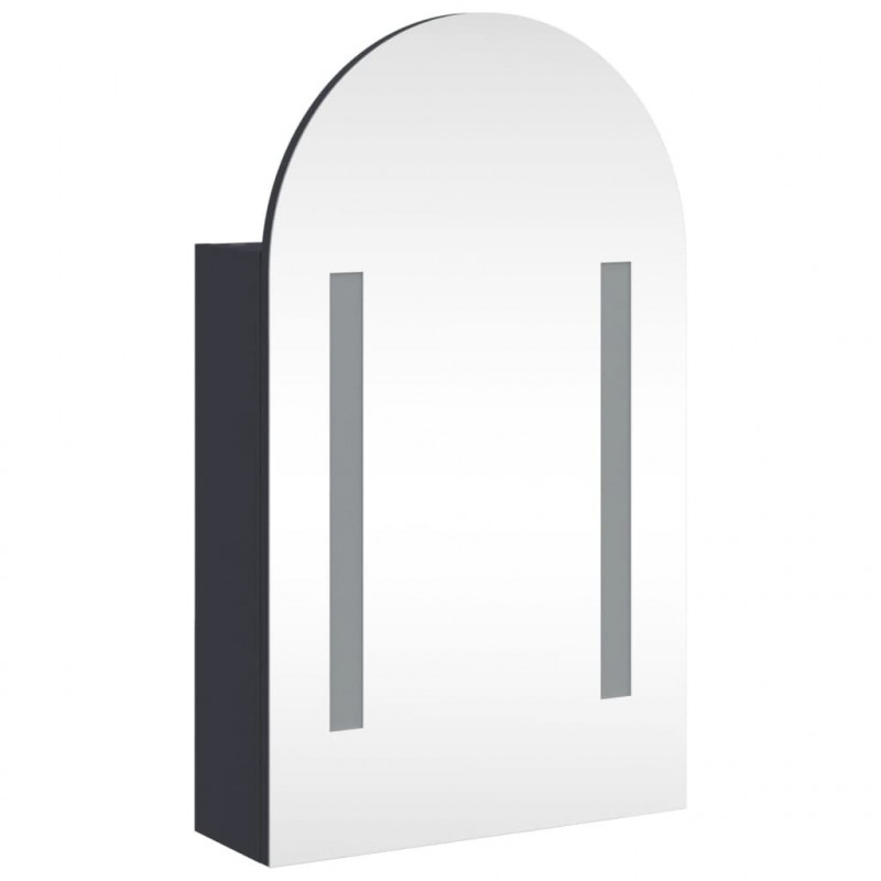 Szafka łazienkowa z lustrem i LED, łukowa, szara, 42x13x70 cm