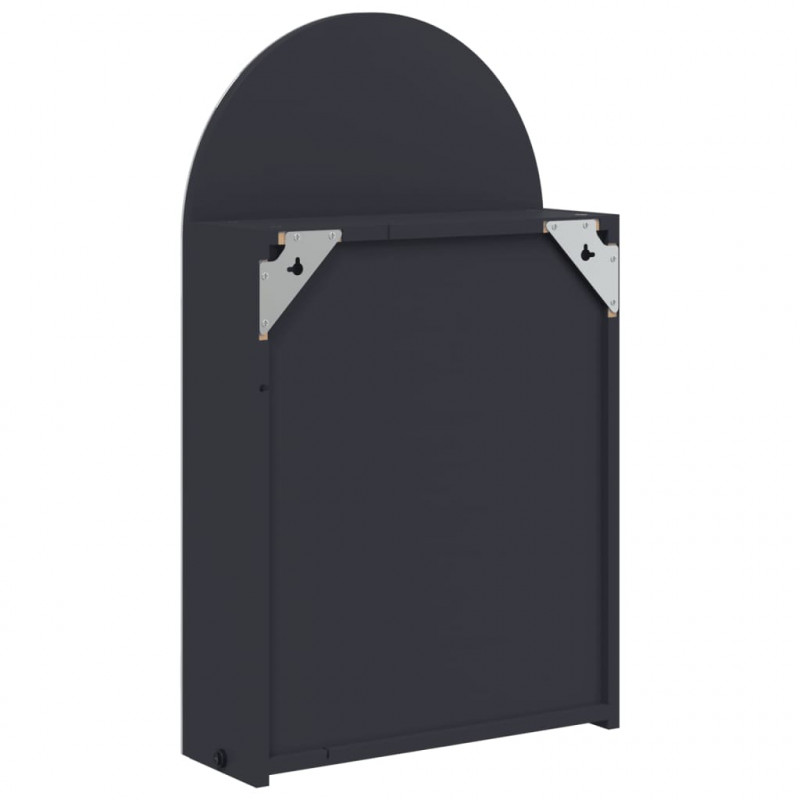 Szafka łazienkowa z lustrem i LED, łukowa, szara, 42x13x70 cm