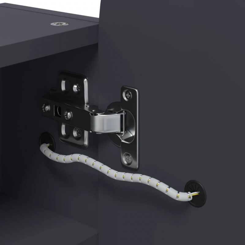 Szafka łazienkowa z lustrem i LED, łukowa, szara, 42x13x70 cm