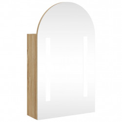 Szafka łazienkowa z lustrem i LED, łukowa, dębowa, 42x13x70 cm