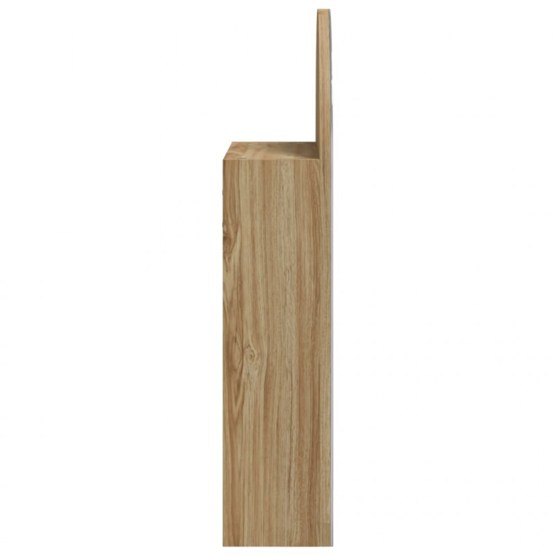 Szafka łazienkowa z lustrem i LED, łukowa, dębowa, 42x13x70 cm