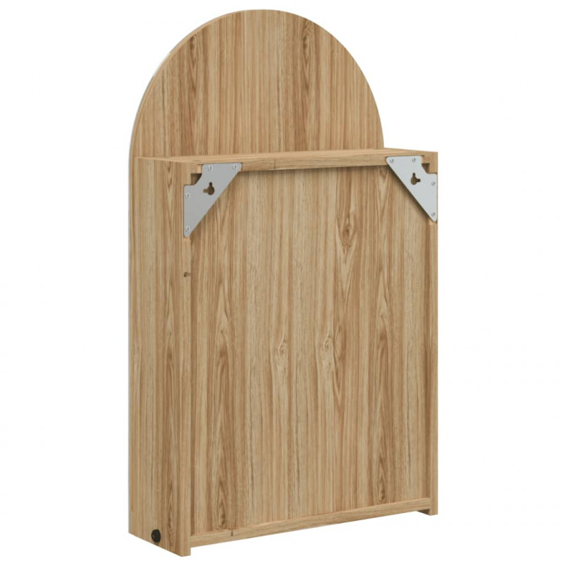 Szafka łazienkowa z lustrem i LED, łukowa, dębowa, 42x13x70 cm