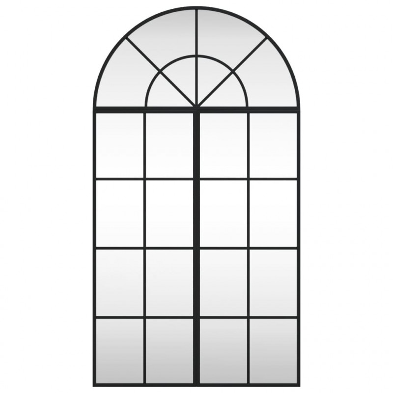 Lustro ścienne, czarne, 60x110 cm, zakończone łukiem, żelazo