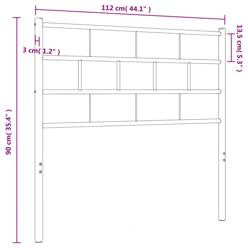 Metalowe wezgłowie, czarne, 107 cm