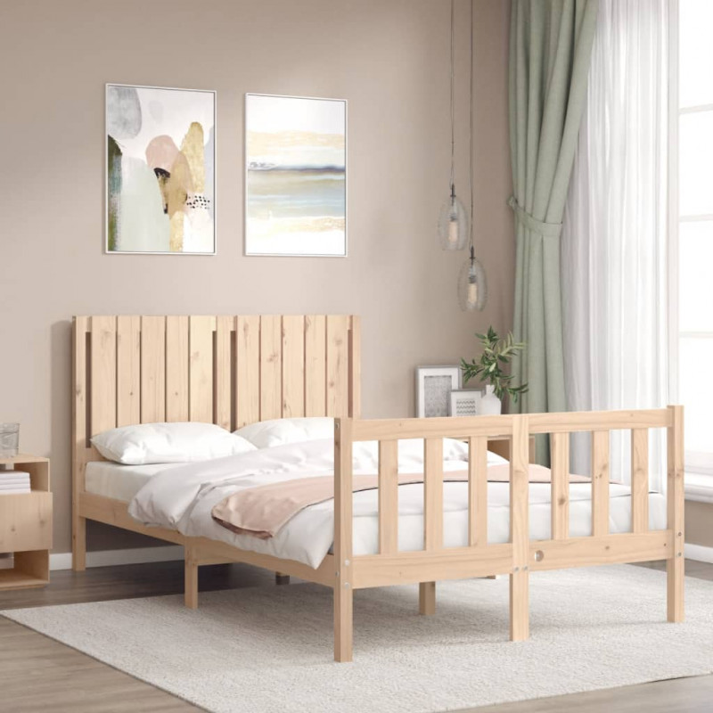 Rama łóżka z wezgłowiem, lite drewno
