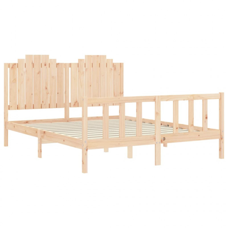 Rama łóżka z wezgłowiem, lite drewno