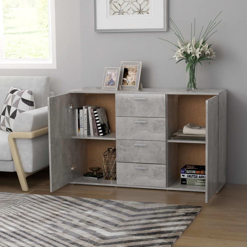 Szafka, szarość betonu, 120x35,5x75 cm, materiał drewnopochodny