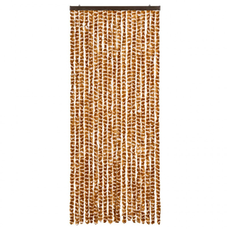 Zasłona przeciwko owadom, ochra i biel, 56x185 cm, szenil