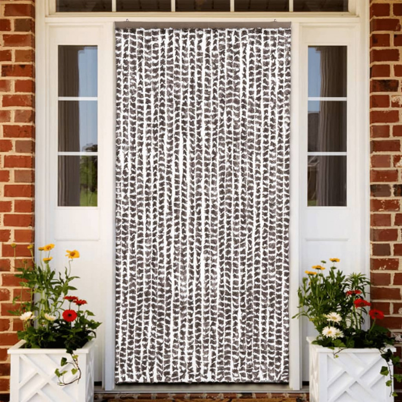 Zasłona przeciwko owadom, kolor taupe i biel, 100x220cm, szenil