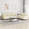 2-osobowa sofa z poduszkami, kremowa, sztuczna skóra