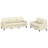 2-osobowa sofa z poduszkami, kremowa, sztuczna skóra