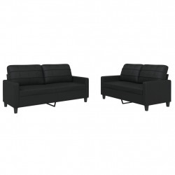 2-osobowa sofa z poduszkami, czarna, sztuczna skóra