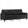 3-cz. zestaw sof z poduszkami, czarny, sztuczna skóra