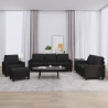 4-osobowa sofa z poduszkami, czarna, sztuczna skóra