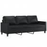 4-osobowa sofa z poduszkami, czarna, sztuczna skóra