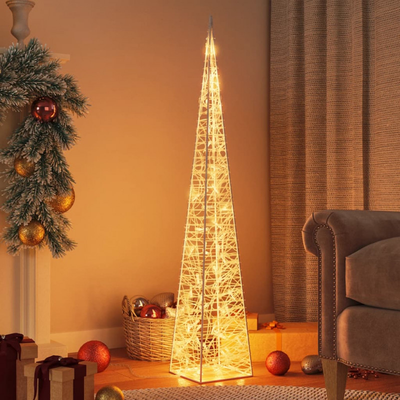 Choinka stożkowa z lampek, 60 LED, ciepła biel, 120 cm, akryl