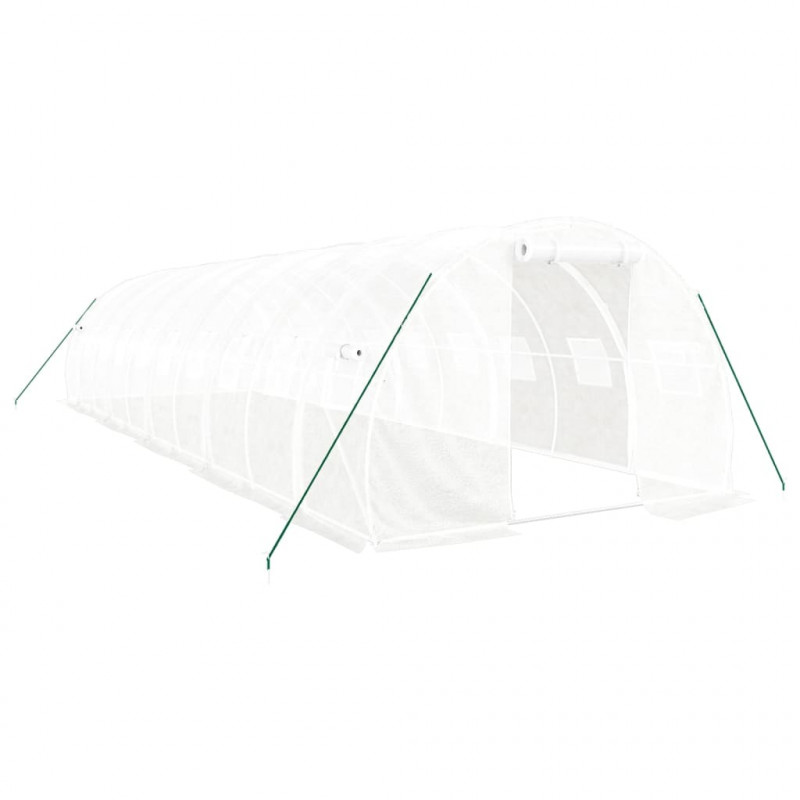 Szklarnia ze stalową ramą, biała, 30 m², 10x3x2 m