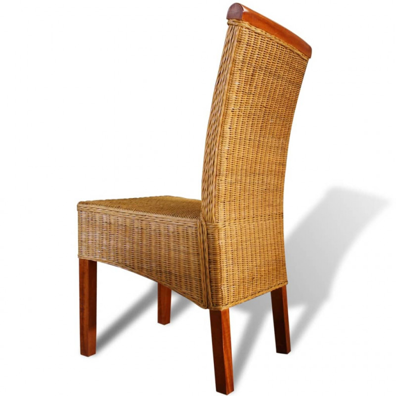 Krzesła stołowe, 4 szt., brązowe, naturalny rattan