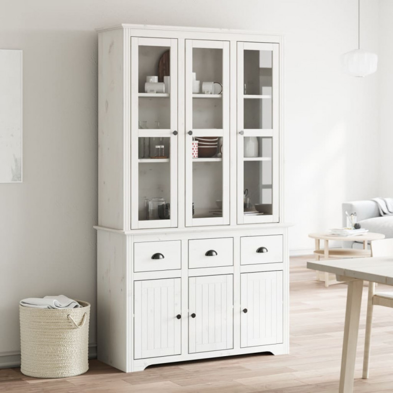 Kredens BODO, biały, 115,5x43x200,5 cm, lite drewno sosnowe
