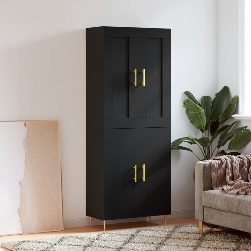 Witrynka, czarna, 69,5x34x180 cm, materiał drewnopochodny