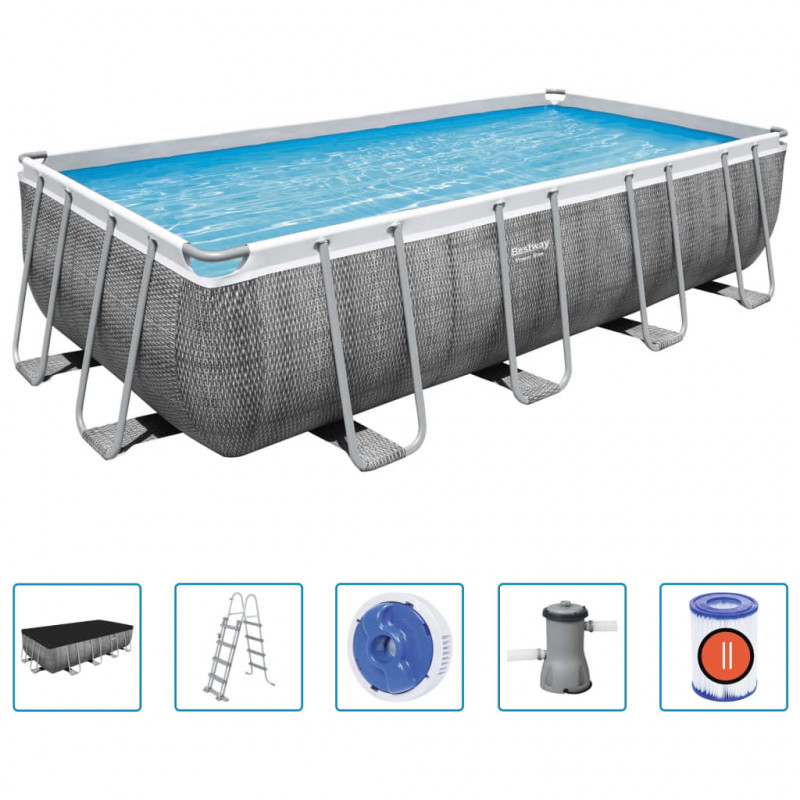 Bestway Basen Power Steel z zestawem, prostokątny, 488x244x122 cm