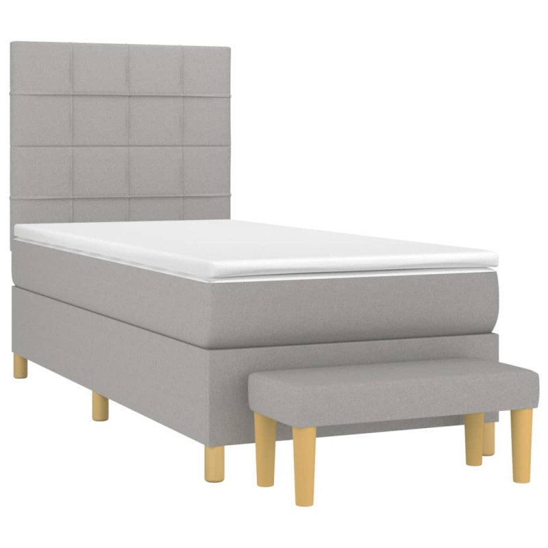 Łóżko kontynentalne z materacem, jasnoszare, tkanina, 80x200 cm