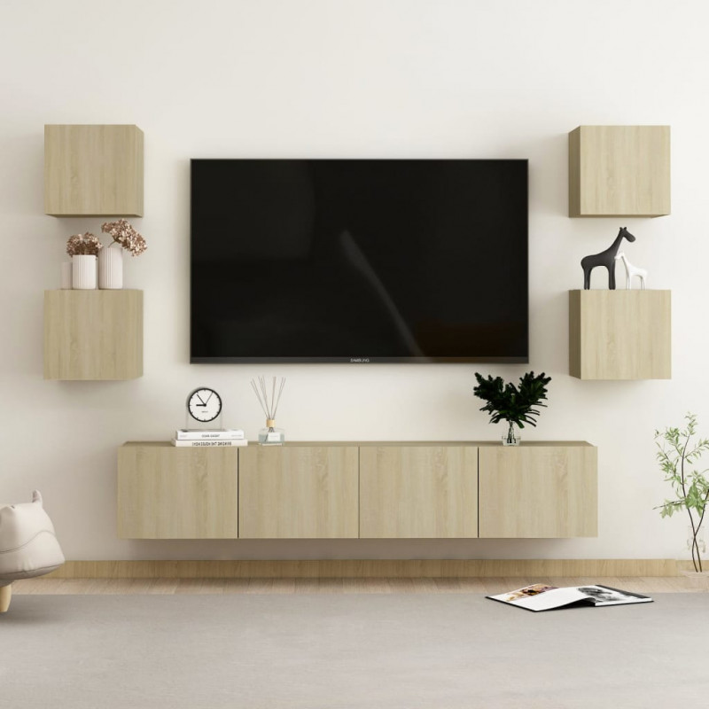 6-cz. zestaw szafek TV, dąb sonoma, materiał drewnopochodny