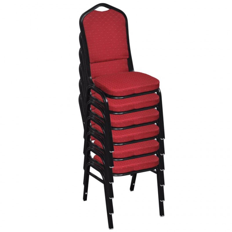 Krzesła stołowe, 10 szt., czerwone, tkanina