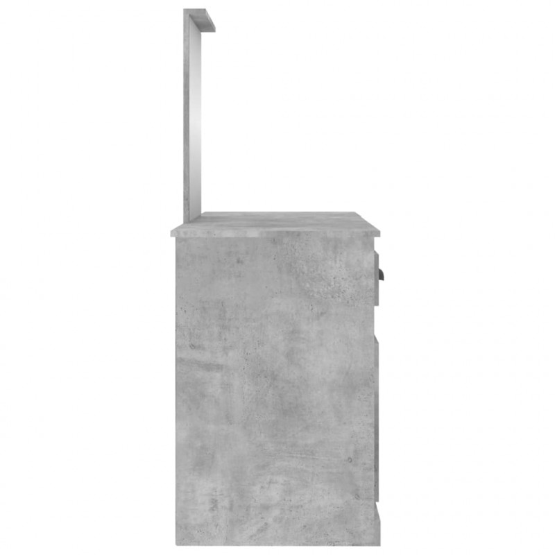 Toaletka z lustrem, szarość betonu, 130x50x132,5 cm