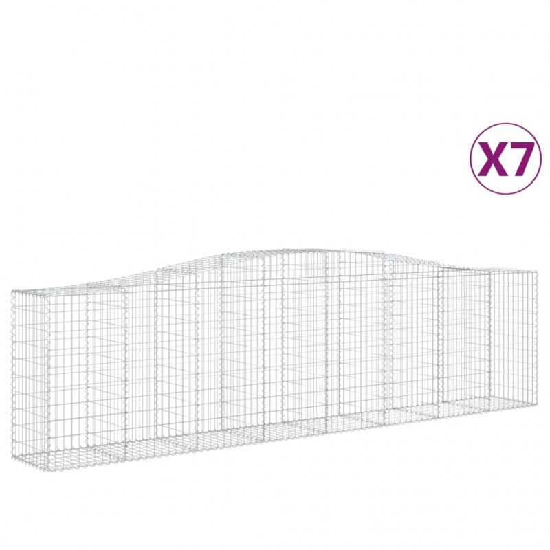 Kosze gabionowe, 7 szt, 400x50x100/120 cm, galwanizowane żelazo